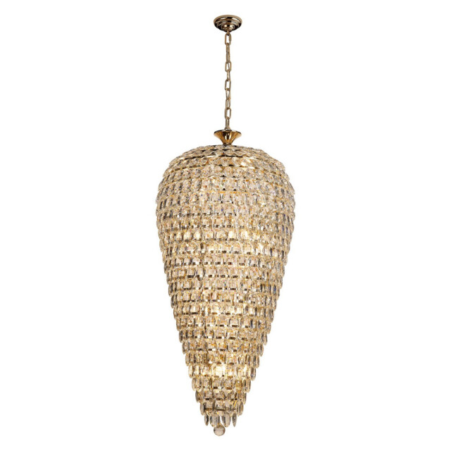 Coniston Tall Acorn Pendant, 20 Light E14, French Gold/Crystal, Item Weight: 48.30kg - image 1