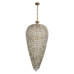 Coniston Tall Acorn Pendant, 20 Light E14, French Gold/Crystal, Item Weight: 48.30kg - thumbnail 3