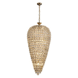 Coniston Tall Acorn Pendant, 20 Light E14, French Gold/Crystal, Item Weight: 48.30kg - thumbnail 1