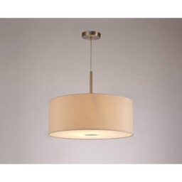 Baymont Satin Nickel E27 Single Pendant With 50cm Dual Faux Silk Shade, Nude Beige/Moonlight - thumbnail 2