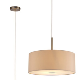 Baymont Satin Nickel E27 Single Pendant With 50cm Dual Faux Silk Shade, Nude Beige/Moonlight - thumbnail 1