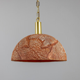 Kauri Dome Pendant 37cm Red Iron, Satin Brass