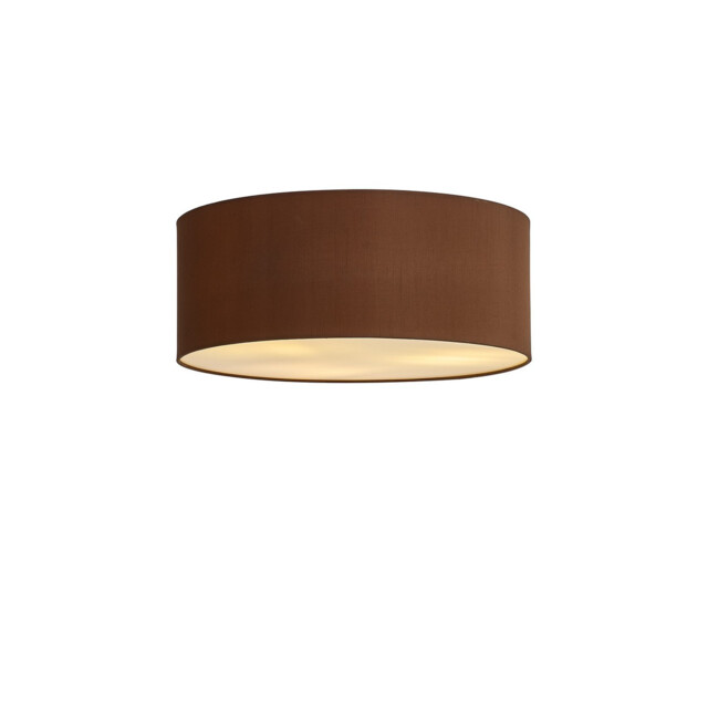 Baymont White 3 Light E27 Universal Flush Ceiling Fixture With 50cm x 20cm Dual Faux Silk Shade Raw Cocoa/Grecian Bronze - image 1