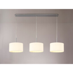 Baymont Satin Nickel 3 Light E27 Linear Pendant With 30cm x 17cm Faux Silk Shade, Ivory Pearl/White Laminate - thumbnail 2