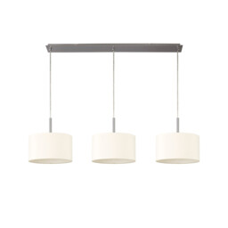 Baymont Satin Nickel 3 Light E27 Linear Pendant With 30cm x 17cm Faux Silk Shade, Ivory Pearl/White Laminate - thumbnail 5