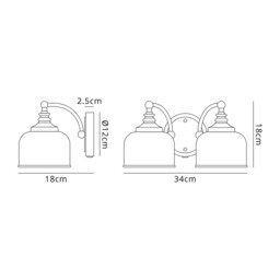 DeRuyter Switched Double Wall Light, 2 Light E27 Satin Black/Frosted Glass - thumbnail 2