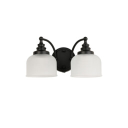 DeRuyter Switched Double Wall Light, 2 Light E27 Satin Black/Frosted Glass - thumbnail 5