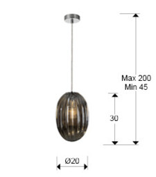 Ovila Pendant Light with Small Grey Shade in Shimmered Smoke Grey Tonality - thumbnail 5