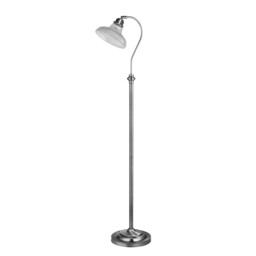 Bistro III Floor Lamp Satin Silver, Holphane Style Glass - thumbnail 2