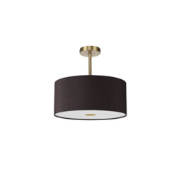 Baymont Antique Brass E27 Semi Flush With 40cm x 18cm Faux Silk Shade, Black/White Laminate - thumbnail 5