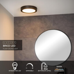 Brice-Led Modern Flush Ceiling Light Bathroom - Ø 24cm - LED Dim. - 1x15W 3000K - IP44 - Black - thumbnail 2