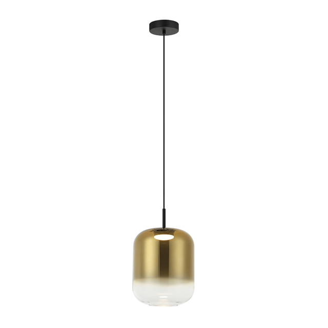 Orvella Dome Pendant Ceiling Light Black Matt-Gold Glass LED 3000K - image 1