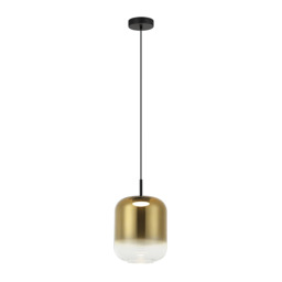 Orvella Dome Pendant Ceiling Light Black Matt-Gold Glass LED 3000K - thumbnail 1