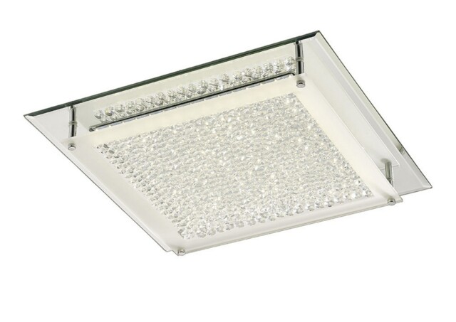 Gina LED Flush Ceiling Light, 420mm Square, 21W 1680lm 4000K Polished Chrome, Crystal - image 1