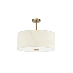 Baymont Antique Brass 5 Light E27 Semi Flush Fixture With 60cm x 22cm Faux Silk Shade, Ivory Pearl/White Laminate - thumbnail 5