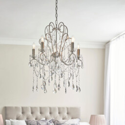 Berkley Chandeliers Aged Silver Paint, Clear Cut Glass, 5x E14 - thumbnail 2