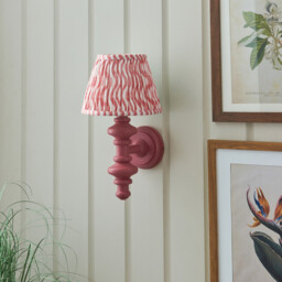 Carnaby Satin Pink Clay Paint Wall Light with Coral Pink Fabric Ripple Shade 20cm B22 - thumbnail 3