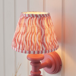 Carnaby Satin Pink Clay Paint Wall Light with Coral Pink Fabric Ripple Shade 20cm B22 - thumbnail 5