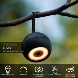 LUNEX - Wall light Outdoor - LED Dim. - 1x2W 3000K - IP54 - With magnetic mounting system - Black - Special Offer - thumbnail 2