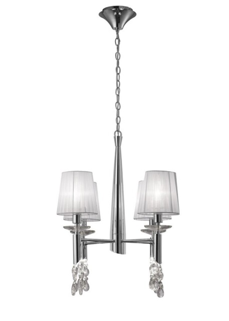 Tiffany Ceiling Pendant 4+4 Light E14+G9, Polished Chrome with White Shades & Clear Crystal - image 1