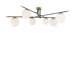 Modern Nostalgia 6 Light Matt Gold Ceiling Lamp Glass Globe Shade