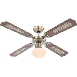 Champion 4 Blade Ceiling Fan Old Brass Opal Glass Shade 1x E27 - thumbnail 2