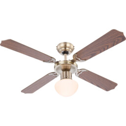 Champion 4 Blade Ceiling Fan Old Brass Opal Glass Shade 1x E27