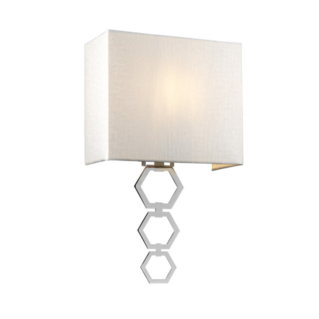 Ria Medium 1 Light Wall Light, Polished Chrome, Ivory Faux Silk Shade - image 1
