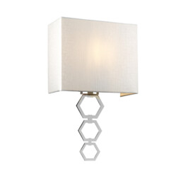 Ria Medium 1 Light Wall Light, Polished Chrome, Ivory Faux Silk Shade