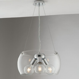 EQUATORE 3 Light Cylindrical Pendant Ceiling Light Transparent 40x20cm