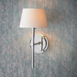 Rennes & Cici Wall Lamp with Shade Bright Nickel Plate & Ivory Linen Mix Fabric - thumbnail 2