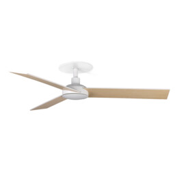 Rudder Recessed 106cm Ceiling Fan Matt White, Ash Wood Blades, 3 Blade Reversible