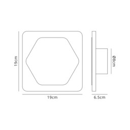 Altona Base Wall Lamp, 12W LED 3000K 498lm, 15cm Horizontal Hexagonal 19cm Square Centre, Coffee, Acrylic Frosted Diffuser - thumbnail 2