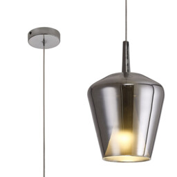 Elsa Pendant With Inverted Bell Shade, 1 Light E27, Chrome Glass With Frosted Inner Cone - thumbnail 1