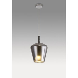 Elsa Pendant With Inverted Bell Shade, 1 Light E27, Chrome Glass With Frosted Inner Cone - thumbnail 2