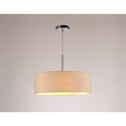Baymont Polished Chrome 3 Light E27 Single Pendant, With 45cm x 15cm Dual Faux Silk Shade, Nude Beige/Moonlight - thumbnail 2