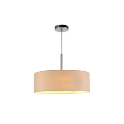 Baymont Polished Chrome 3 Light E27 Single Pendant, With 45cm x 15cm Dual Faux Silk Shade, Nude Beige/Moonlight - thumbnail 5