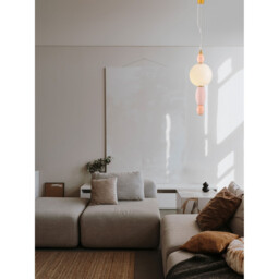 Obrie Slim Pendant Ceiling Light Glossy Brushed Gold, Orange, Pink LED 12W 794lm 3000K - thumbnail 2