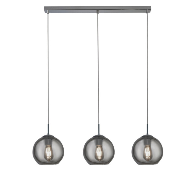 Balls 3 Light Bar Celling Pendant Chrome Metal & Smoked Glass - image 1