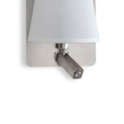 Bahia Wall Lamp with Large Back Plate E27 + Reading Light 3W LED with White Shade Satin Nickel 4000K, 200lm, - thumbnail 3