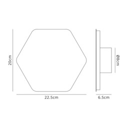 Altona Magnetic Base Wall Lamp, 12W LED 3000K 498lm, 20, 19cm Horizontal Hexagonal Centre, Coffee, Acrylic Frosted Diffuser - thumbnail 2