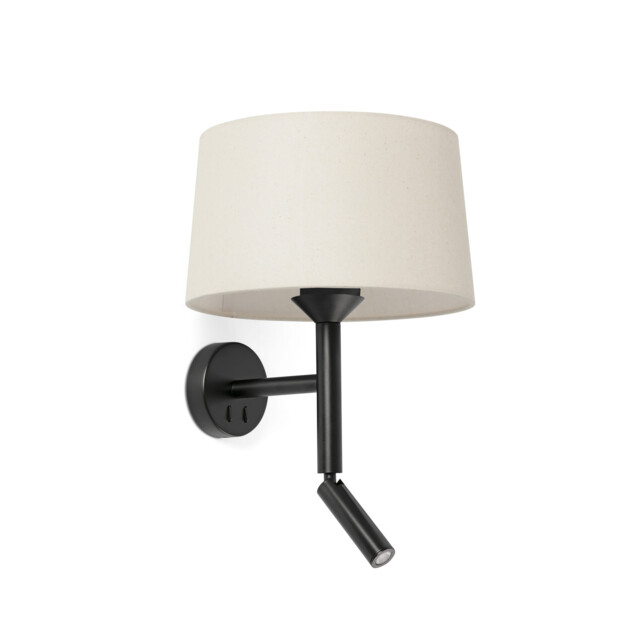 Windsor Reading Wall Light Matt Black, Linen 1x E27