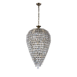 Coniston Acorn Pendant, 16 Light E14, Antique Brass/Crystal, Item Weight: 40.60kg - thumbnail 3