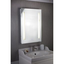Illuminated Bathroom Mirror Touch 2 Light Silver with Shaver Socket IP44 - thumbnail 2