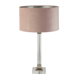 Scarborough Table Lamp, Crystal, Satin Nickel, Pink Velvet - thumbnail 2
