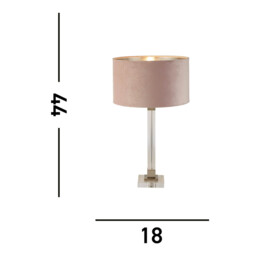 Scarborough Table Lamp, Crystal, Satin Nickel, Pink Velvet - thumbnail 3