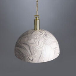 Kauri Dome Pendant 37cm Marbled, Polished Brass - thumbnail 1