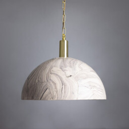 Kauri Dome Pendant 37cm Marbled, Polished Brass - thumbnail 2