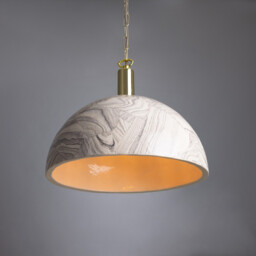 Kauri Dome Pendant 37cm Marbled, Polished Brass - thumbnail 3