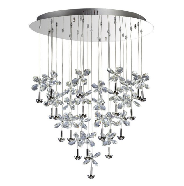 Aviva Ceiling Cluster Pendant Round 28 Light 4000K LED Polished Chrome, Crystal - image 1